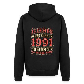 Legends were born in 1991's birthday - Unisex Premium Organic Zip Hoodie - black - Back - Nico (187cm)