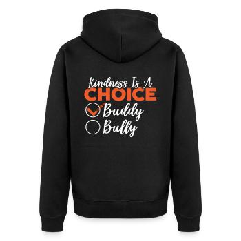Positivität Freundlichkeit ist eine Wahl Orange Day - Unisex Premium Bio Zip Hoodie - Schwarz - Hinten - Nico (187cm)