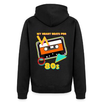 80s 1980 Disco Party Vintage 80s - Unisex Premium Organic Zip Hoodie - black - Back - Nico (187cm)