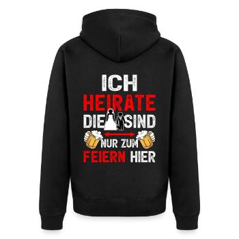 JGA Bräutigam T-Shirt Mann Junggesellenabschied - Unisex Premium Bio Zip Hoodie - Schwarz - Hinten - Nico (187cm)