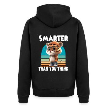 Smarter Than You Think für Erwachsene und Kinder - Unisex Premium Bio Zip Hoodie - Schwarz - Hinten - Nico (187cm)