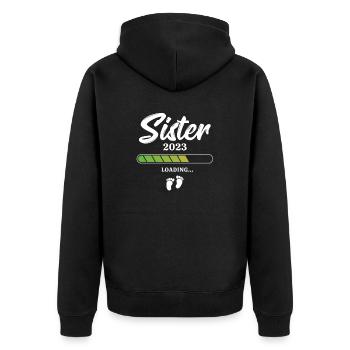 Sister Loading 2023 - Unisex Premium Organic Zip Hoodie - black - Back - Nico (187cm)