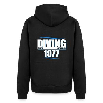 Taucher Geburtstag - Diving since October 1977 - Unisex Premium Bio Zip Hoodie - Schwarz - Hinten - Nico (187cm)