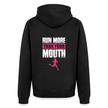 Run - Unisex Premium Organic Zip Hoodie - black - Back - Nico (187cm)