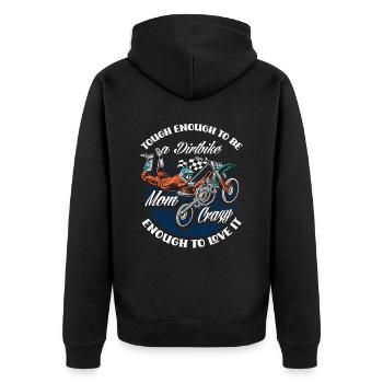 Stolze Motocross Dirt Bike Mama - Unisex Premium Bio Zip Hoodie - Schwarz - Hinten - Nico (187cm)