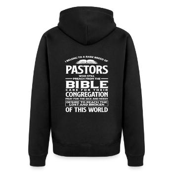 Pfarrer Pastor Bible Christlich Christentum - Unisex Premium Bio Zip Hoodie - Schwarz - Hinten - Nico (187cm)