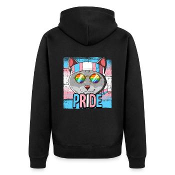 Pride LGBTQ Transgender Flagge Kostüm Pride Month - Unisex Premium Bio Zip Hoodie - Schwarz - Hinten - Nico (187cm)
