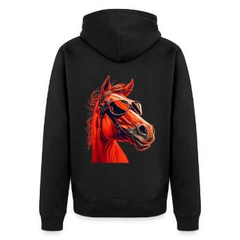 geschenk reiten pferde sonnenbrille humor - Unisex Premium Bio Zip Hoodie - Schwarz - Hinten - Nico (187cm)