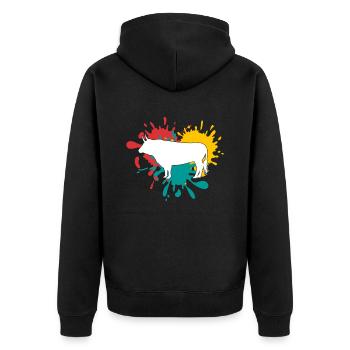 Bull - Unisex Premium Organic Zip Hoodie - black - Back - Nico (187cm)