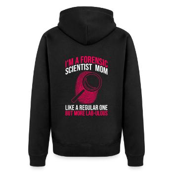 Forensische Wissenschaftlerin Mutter Design Für - Unisex Premium Bio Zip Hoodie - Schwarz - Hinten - Nico (187cm)