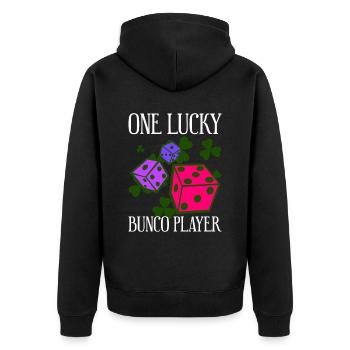 Bunco St. Patricks Design Für Bunco Player - Unisex Premium Organic Zip Hoodie - black - Back - Nico (187cm)