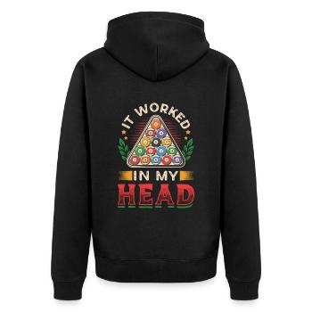 Es Funktionierte In Meinem Kopf, Pool Billard - Unisex Premium Bio Zip Hoodie - Schwarz - Hinten - Nico (187cm)