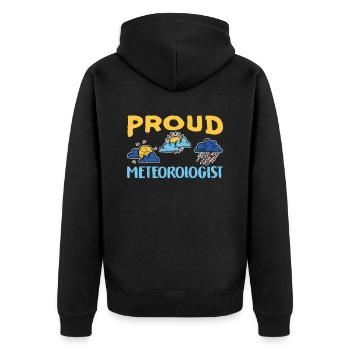 Stolzer Meteorologe Wettervorhersage Meteorologie - Unisex Premium Bio Zip Hoodie - Schwarz - Hinten - Nico (187cm)