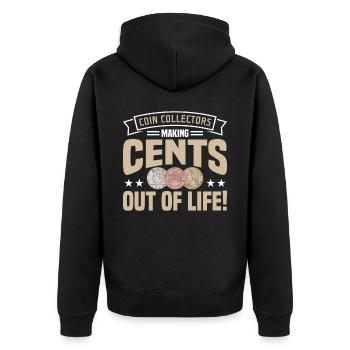 Coin Collector Numismatics Coin Collecting Coin Collection - Unisex Premium Organic Zip Hoodie - black - Back - Nico (187cm)