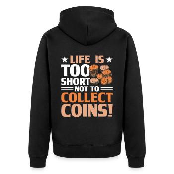 Coin Collector Numismatics Coin Collecting Coin Collection - Unisex Premium Organic Zip Hoodie - black - Back - Nico (187cm)