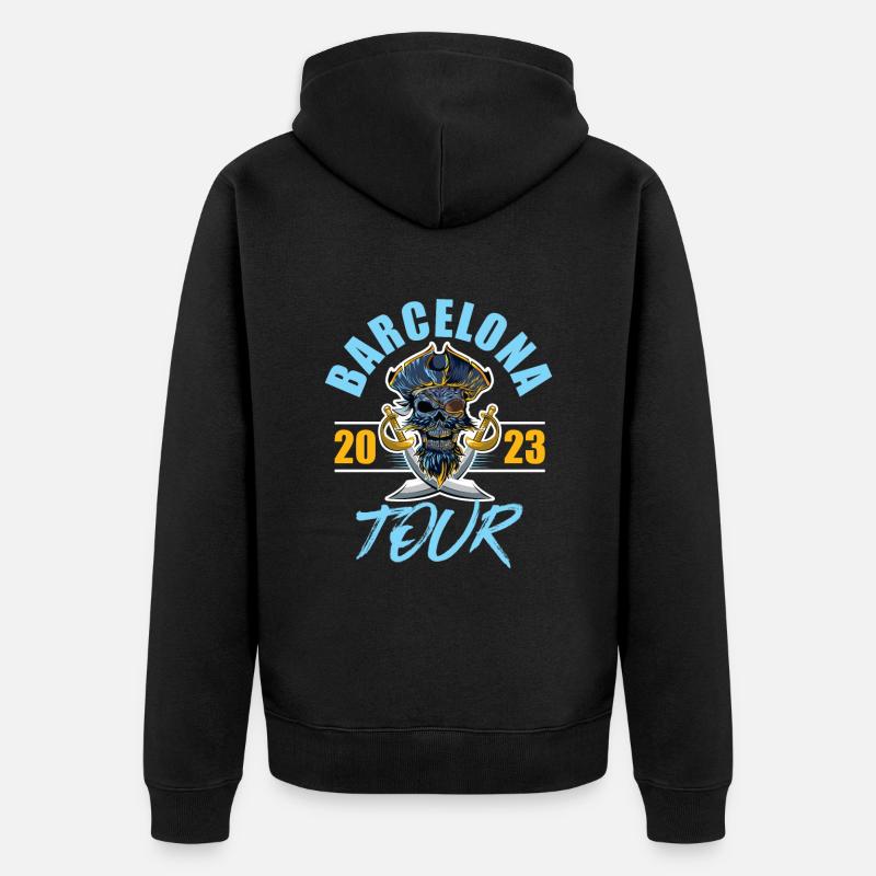 Barcelone 2023 Skeleton - Veste à capuche bio Premium Unisexe - noir