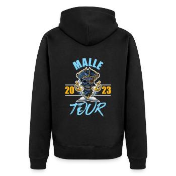 Malle 2023 Skelett - Unisex Premium Bio Zip Hoodie - Schwarz - Hinten - Nico (187cm)