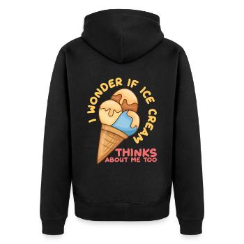 Ice Cream Thinks About Me Eiscreme Eis - Unisex Premium Organic Zip Hoodie - black - Back - Nico (187cm)