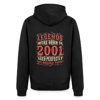 Les légendes sont nées en 2001 anniversaire - Veste à capuche bio Premium Unisexe - noir - Dos - Nico (187cm)