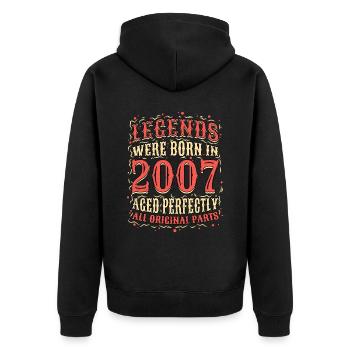 Les légendes sont nées en 2007 anniversaire - Veste à capuche bio Premium Unisexe - noir - Dos - Nico (187cm)