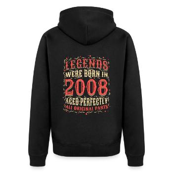 Les légendes sont nées en 2008 anniversaire - Veste à capuche bio Premium Unisexe - noir - Dos - Nico (187cm)