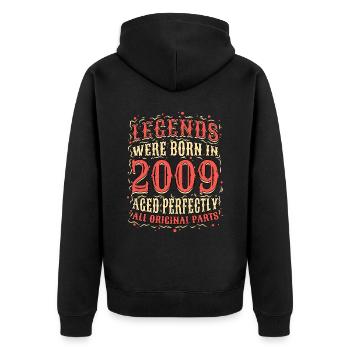 Les légendes sont nées en 2009 anniversaire - Veste à capuche bio Premium Unisexe - noir - Dos - Nico (187cm)