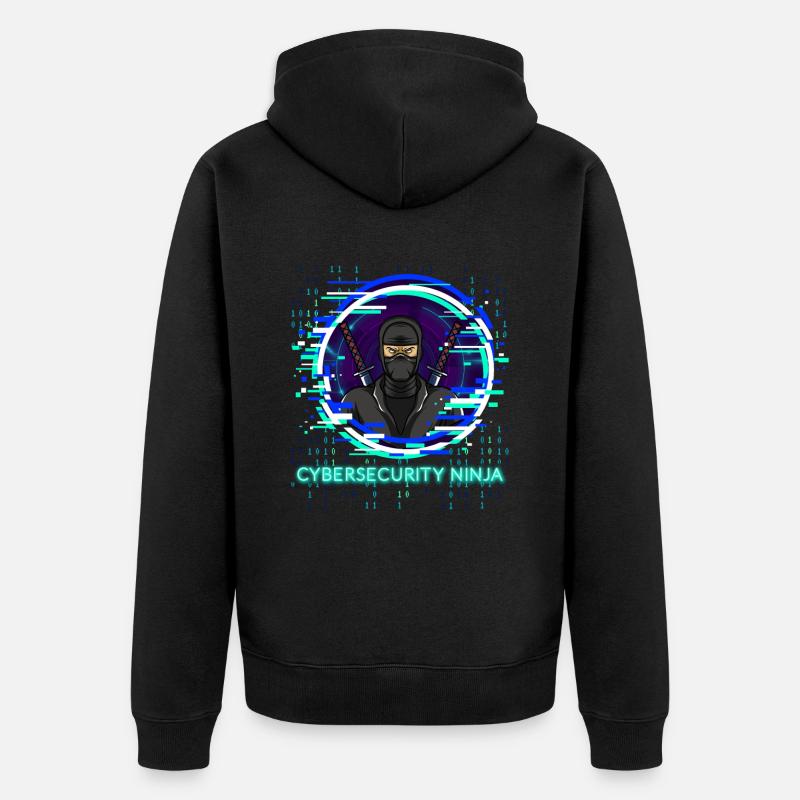 Cybersecurity Ninja Code Programmierer Nerd - Unisex Premium Bio Zip Hoodie - Schwarz