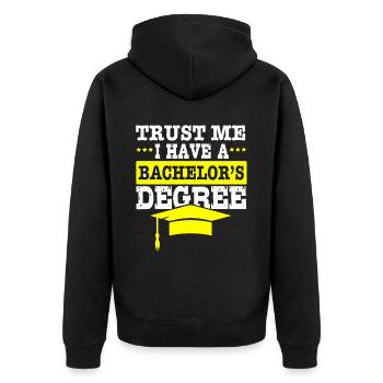 Abschluss Uni Feier Absolvent Absolviert Geschenk - Unisex Premium Bio Zip Hoodie - Schwarz - Hinten - Nico (187cm)