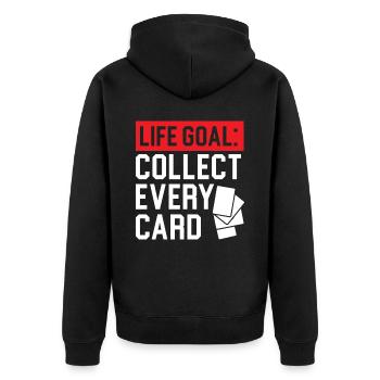 Life Goal Collect Every Card Collectible Card Game - Unisex Premium Organic Zip Hoodie - black - Back - Nico (187cm)