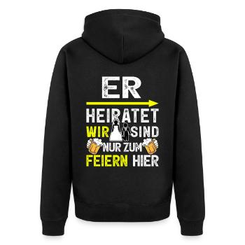 JGA T-Shirt Männer Junggesellenabschied Poltern - Unisex Premium Bio Zip Hoodie - Schwarz - Hinten - Nico (187cm)