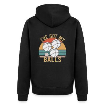 Boccia Boule Petanque Ball Sports Ball Game - Unisex Premium Organic Zip Hoodie - black - Back - Nico (187cm)