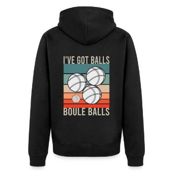 Boccia Boule Petanque Ball Sports Ball Game - Unisex Premium Organic Zip Hoodie - black - Back - Nico (187cm)