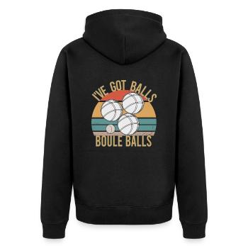 Boccia Boule Petanque Ball Sports Ball Game - Unisex Premium Organic Zip Hoodie - black - Back - Nico (187cm)