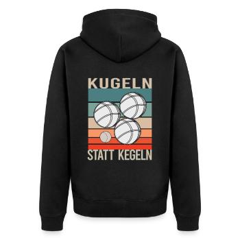 Boccia Boule Petanque Kugelsport Kugeln Spiel - Unisex Premium Bio Zip Hoodie - Schwarz - Hinten - Nico (187cm)