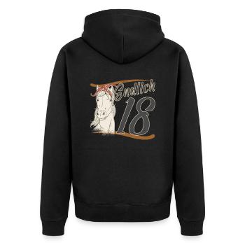 18 Reiter im Reitsport Dressur Reiterin 18. Reiten - Unisex Premium Bio Zip Hoodie - Schwarz - Hinten - Nico (187cm)