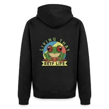 Conception de grenouille aux yeux rouges pour un chasseur de grenouilles - Veste à capuche bio Premium Unisexe - noir - Dos - Nico (187cm)