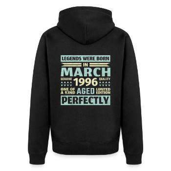 27th birthday March Vintage 1996 Vintage - Unisex Premium Organic Zip Hoodie - black - Back - Nico (187cm)