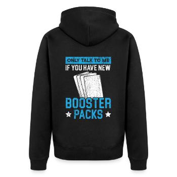 Ne me parlez que si vous avez de nouveaux boosters - Veste à capuche bio Premium Unisexe - noir - Dos - Nico (187cm)
