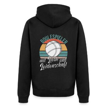 Boccia Boule Petanque Kugelsport Kugeln Spiel - Unisex Premium Bio Zip Hoodie - Schwarz - Hinten - Nico (187cm)