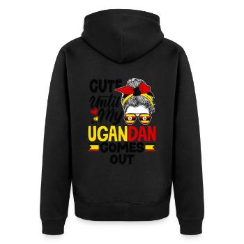 Uganda Uganda Ugandische Flagge Zitat - Unisex Premium Bio Zip Hoodie - Schwarz - Hinten - Nico (187cm)