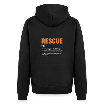 Tierrettung Tierrechte Tierliebe Haustier Geschenk - Unisex Premium Bio Zip Hoodie - Schwarz - Hinten - Nico (187cm)
