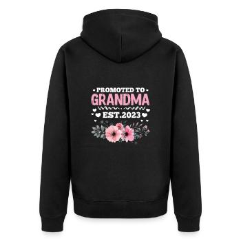 Schwangerschaft Oma Schwanger Geburt Baby Geschenk - Unisex Premium Bio Zip Hoodie - Schwarz - Hinten - Nico (187cm)