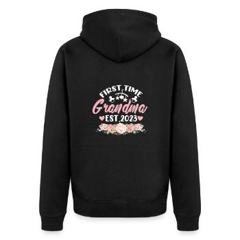 Schwangerschaft Oma Schwanger Geburt Baby Geschenk - Unisex Premium Bio Zip Hoodie - Schwarz - Hinten - Nico (187cm)
