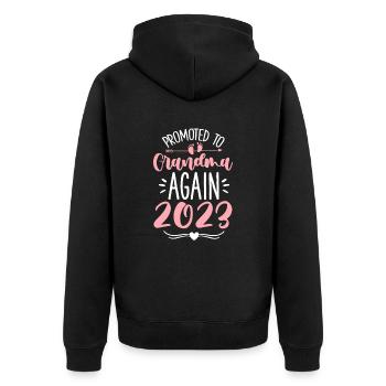 Schwangerschaft Oma Schwanger Geburt Baby Geschenk - Unisex Premium Bio Zip Hoodie - Schwarz - Hinten - Nico (187cm)
