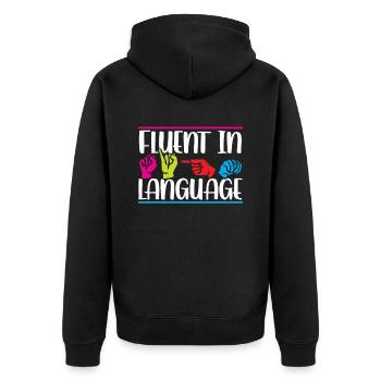 Maîtrise de la langue des signes Signes de sensibilisation - Veste à capuche bio Premium Unisexe - noir - Dos - Nico (187cm)