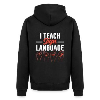 J’enseigne les signes aux professeurs de langue des signes - Veste à capuche bio Premium Unisexe - noir - Dos - Nico (187cm)