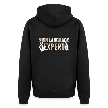 Sign Language Expert Gesture Sign Awareness - Unisex Premium Organic Zip Hoodie - black - Back - Nico (187cm)