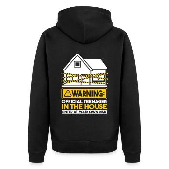 Warnung Offizieller Teenager - Unisex Premium Bio Zip Hoodie - Schwarz - Hinten - Nico (187cm)