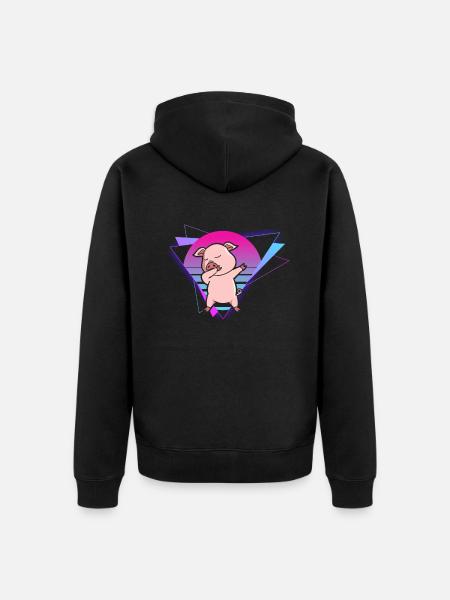 Vaporwave Pig - Unisex Premium Bio Zip Hoodie - Schwarz