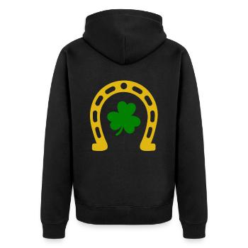 St Patricks Day Accessoires Ireland Shamrock Deko - Unisex Premium Bio Zip Hoodie - Schwarz - Hinten - Nico (187cm)